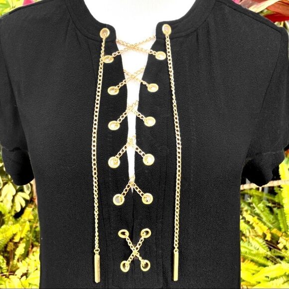 Michael Kors Gold Chain Lace Up Shift Dress - Picture 3 of 9